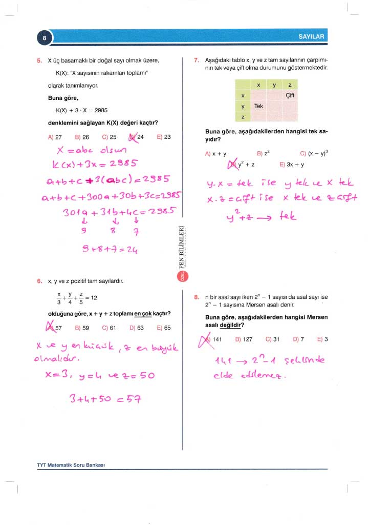 TYT-AYT Matematik Konu Anlatımlı Çözümleri - 0008