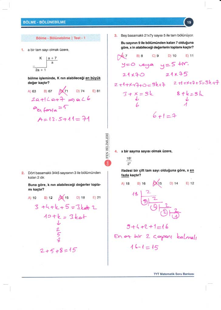TYT-AYT Matematik Konu Anlatımlı Çözümleri - 0019