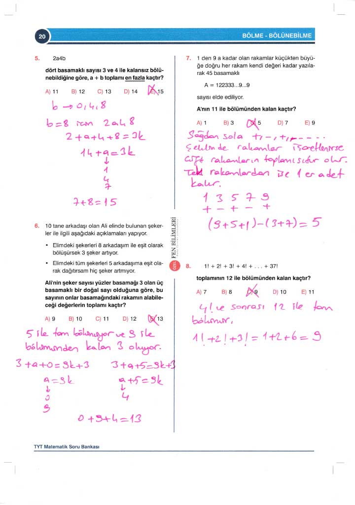 TYT-AYT Matematik Konu Anlatımlı Çözümleri - 0020