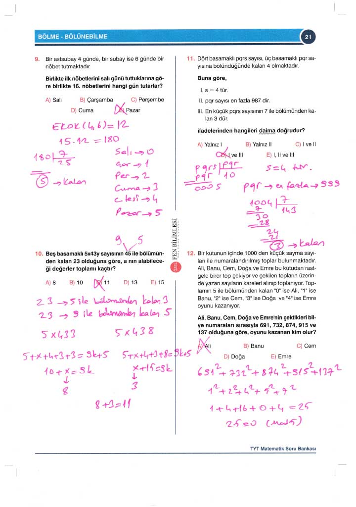 TYT-AYT Matematik Konu Anlatımlı Çözümleri - 0021
